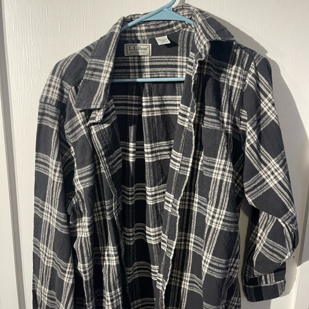 Vintage LL Bean Flannel Shirt Womens Large Plaid Long Sleeve Button Up